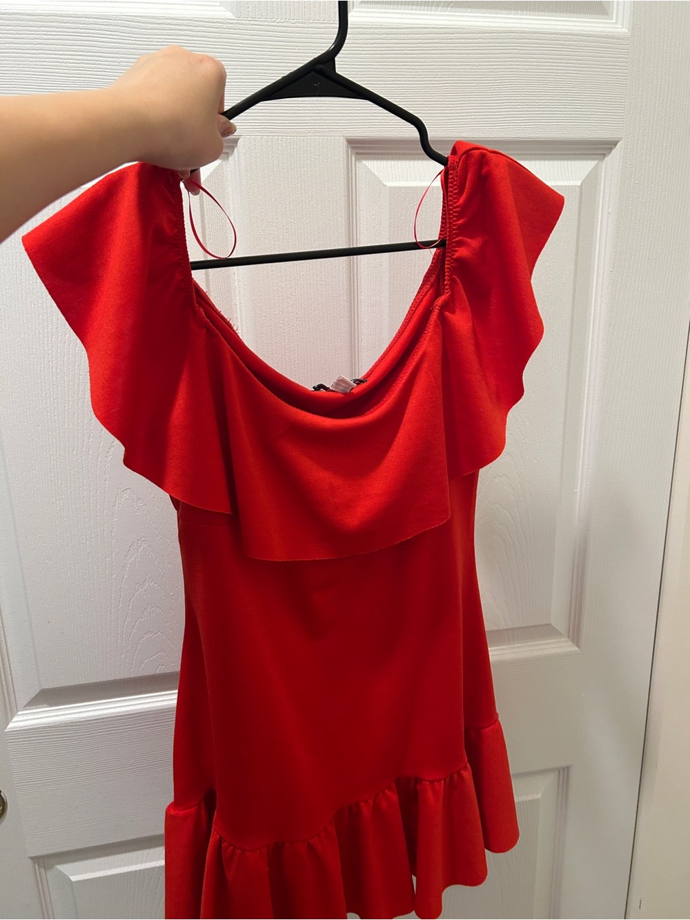 Red Ruffle Off-Shoulder Women’s Dress- URBAN Outfitter